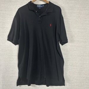 Polo Ralph Lauren Black Polo Shirt Mens XL Classic Red Pony Preppy Quiet Luxury
